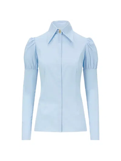 Violante Nessi Sculptural-sleeve Button Shirt In Blue