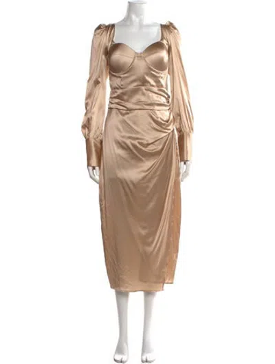 Pre-owned Violante Nessi Silk Midi Length Dress In Neutrals