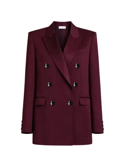 Violante Nessi Sugar Double-breasted Wool Blazer In Burgundy
