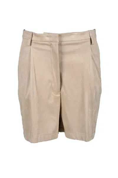 Violanti Beige Pleated Polyester-blend Shorts In Neutral