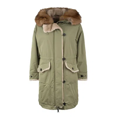 Violanti Faux Fur Hooded Parka In Green