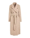 Violanti Woman Coat Beige Size 6 Virgin Wool, Mohair Wool, Alpaca Wool, Polyamide