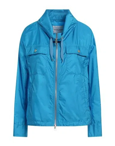 Violanti Woman Jacket Azure Size 8 Polyamide In Blue