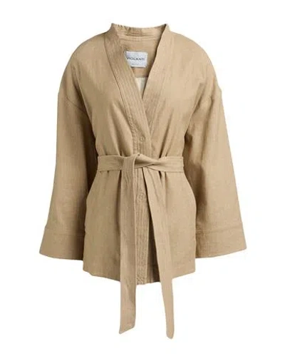 Violanti Woman Jacket Light Brown Size 6 Linen, Cotton, Elastane