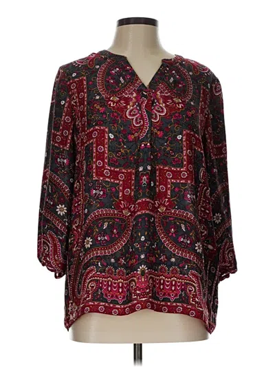 Pre-owned Violet & Claire 3/4 Sleeve Blouse In Burgundy