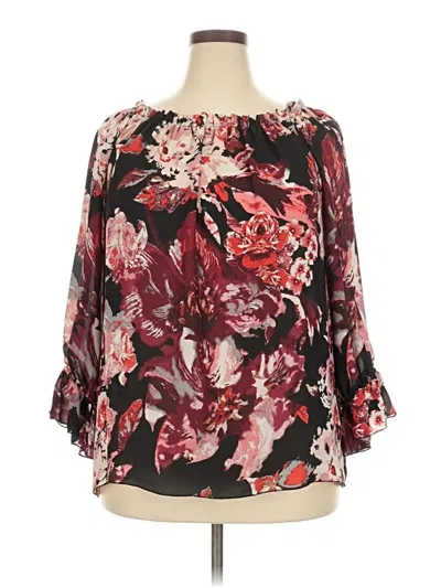 Pre-owned Violet & Claire 3/4 Sleeve Blouse In Burgundy