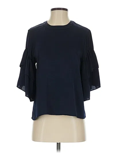 Pre-owned Violet & Claire 3/4 Sleeve Top Blue Ruffles Neckline Tops