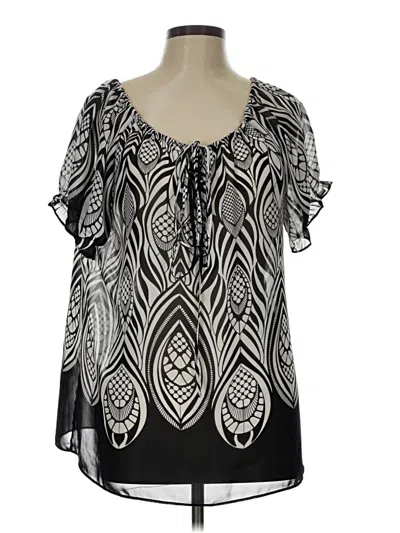 Pre-owned Violet & Claire Short Sleeve Blouse In Black