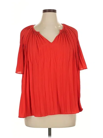 Pre-owned Violet & Claire Short Sleeve Blouse In Red