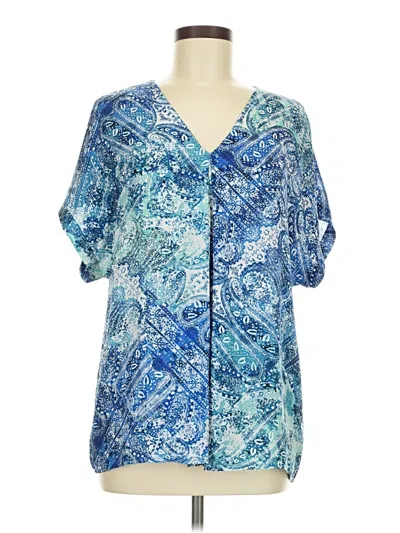 Pre-owned Violet & Claire Short Sleeve Henley Shirt In Blue