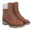 Violet & Red Women's Alexa Leather Lace Up Bootie In Brown In Brown