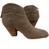 Violet & Red Women's Lazer Cut Topline Boho Chic Heeled Bootie In Taupe