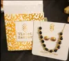 Violet Harper Beaded Bracelet And Earring Set In Black/gold In Black