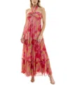 Violet Weekend Juniors Womens Metallic Halter Evening Dress In Sunsetpine