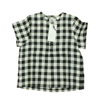 Pre-owned Violeta & Federico Kids' Unisex Black White Checks Shirt In Green