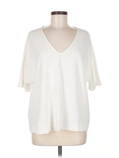 Pre-owned Violeta By Mango Short Sleeve Top Ivory V Neck Tops In White