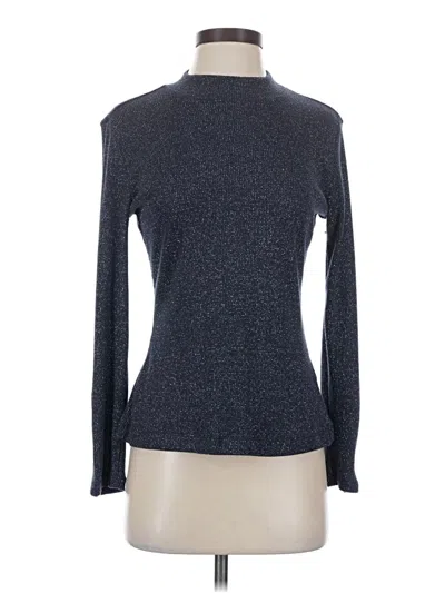 Pre-owned Violets & Roses Long Sleeve Top Gray Mock Neckline Tops