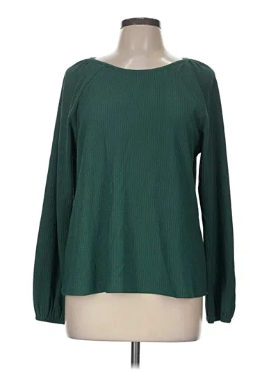 Pre-owned Violets & Roses Long Sleeve Top Green Boatneck Tops