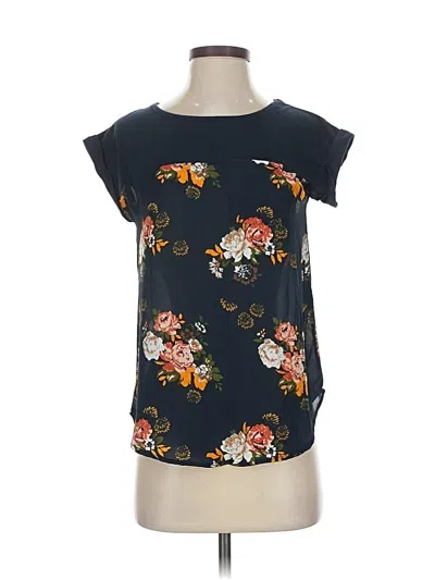 Pre-owned Violets & Roses Short Sleeve Top Blue Boatneck Tops