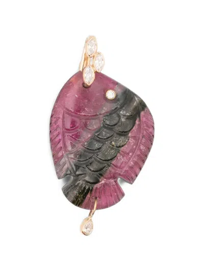 Violette Tourmaline And Diamond Fish Pendant In Gold