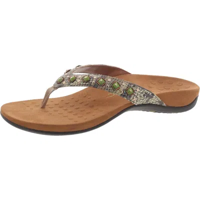 Vionic 340 Floriana Womens Snake Print Slip On Thong Sandals In Multi