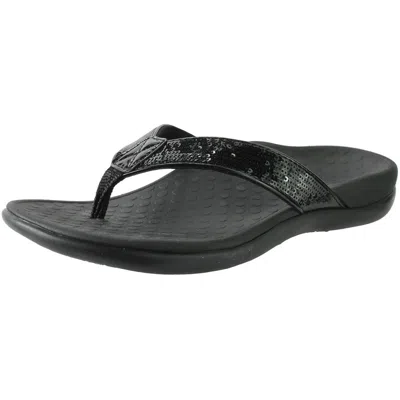 Vionic 44 Tide Sq Womens Sequined Orthotic Thong Sandals In Black
