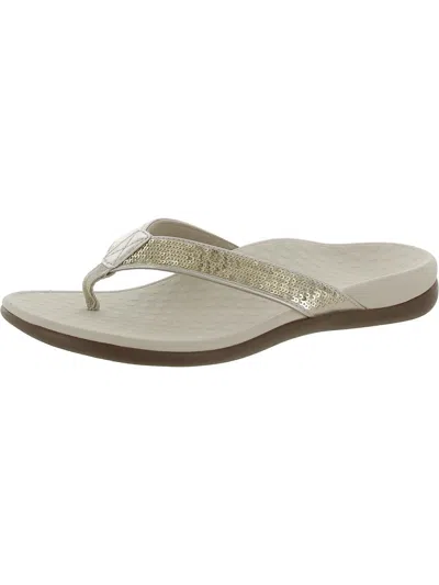 Vionic 44 Tide Sq Womens Sequined Orthotic Thong Sandals In Multi