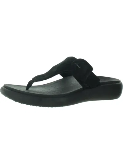 Vionic Activate Womens Suede Thong Slide Sandals In Black