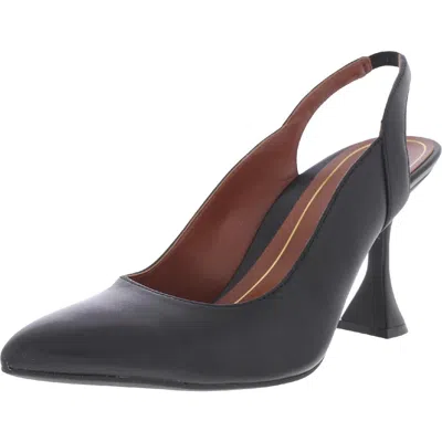 Vionic Adalena Womens Leather Pointed Toe Slingback Heels In Black