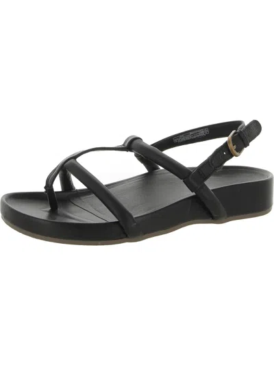 Vionic Adley Womens Leather Footbed Ankle Strap In Black