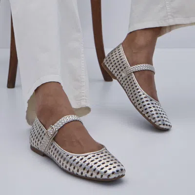 Vionic Alameda Woven Mary Jane Flat In Gray