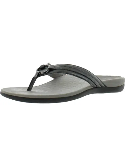 Vionic Aloe Womens Arch Support Flat Thong Sandals In Silver
