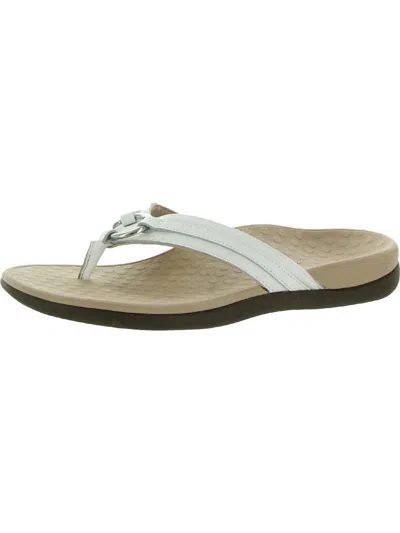 Vionic Aloe Womens Arch Support Flat Thong Sandals In White