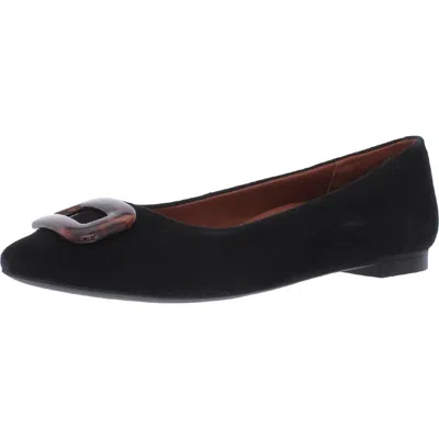 Vionic Amanda Womens Suede Dressy Pointed Toe Flats In Black