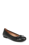 Vionic Amorie Cap Toe Ballet Flat In Black Leather