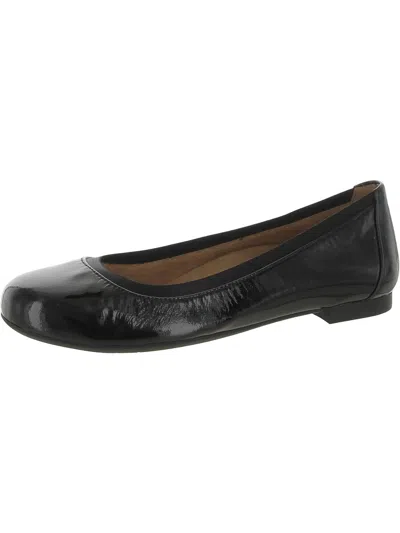 Vionic Anita Womens Patent Leather Slip On Ballet Flats In Black
