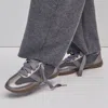 Vionic Arabelle Lace Up Trainer In Dark Grey Flannel Wool/leather