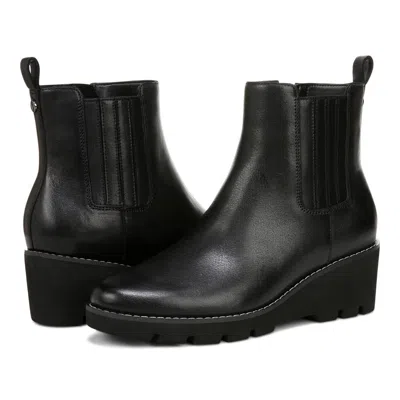 VIONIC ARIA J0734L1001 BOOTS BLACK LEATHER WEDGE ANKLE BOOTIES ZOGG288