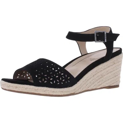 Vionic Ariel Womens Suede Perforated Wedges In Black