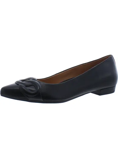 Vionic Arielle Womens Leather Slip On Ballet Flats In Black
