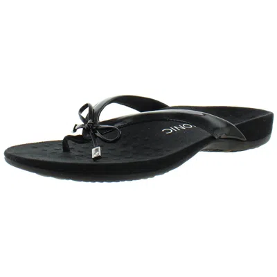 Vionic Bella Ii Womens Bow Orthaheel Slide Sandals In Black