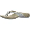 Vionic Bella Womens Faux Leather Slip On Thong Sandals In Silver