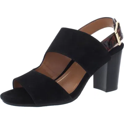 Vionic Bianca Womens Suede Ankle Strap Block Heels In Black