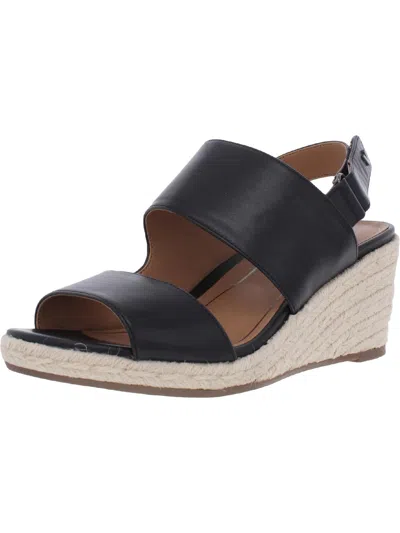 Vionic Brooke Womens Leather Ankle Strap Espadrilles In Black