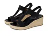 Vionic Wide Width Calera Espadrille Wedge Sandal In Black