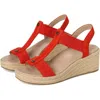 Vionic Calera Sandals Womens Cherry Tomato Nubuck Wedge Espadrille Zogg2207 In Orange