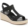 Vionic Wide Width Calera Espadrille Wedge Sandal In Black