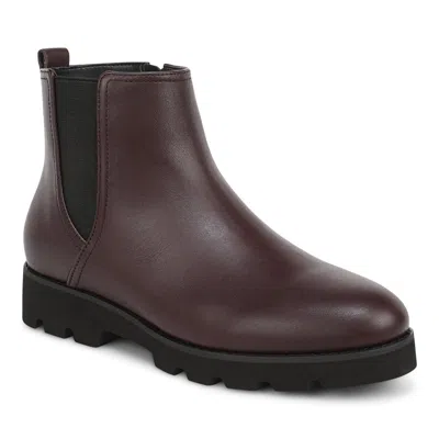 Vionic Cami Ankle Boot In Mulled Wine Red Leather