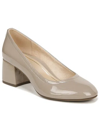 Vionic Carmel Womens Patent Leather Textured Block Heels In Beige