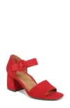 Vionic Chardonny Womens Leather Ankle Strap Block Heel In Red